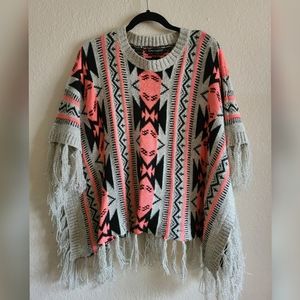 Soho Apparel Tribal Print Poncho